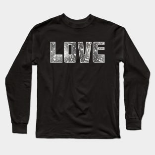 Mass of Bike Chain Love (white outline) Long Sleeve T-Shirt